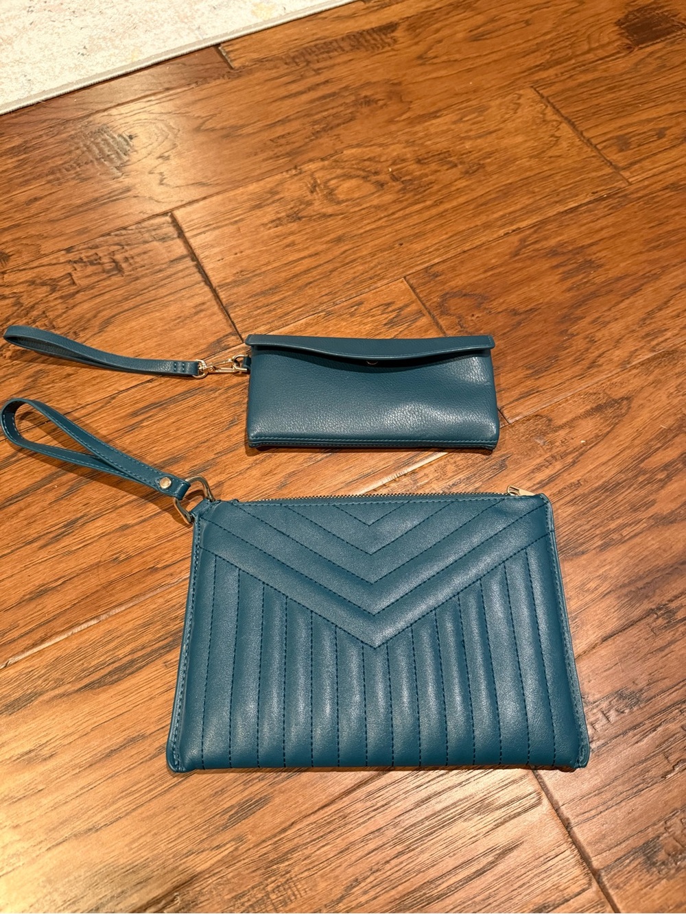 a new day Teal Quilted Faux-Leather Wristlet and Wallet Set